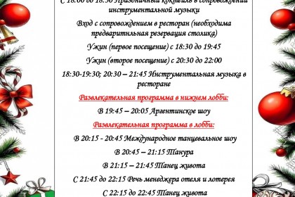 ПРОГРАММА НОВОГОДНЕГО ВЕЧЕРА 31 ДЕКАБРЯ - Il Mercato Splash Aqua park 5*