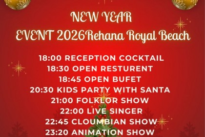ПРОГРАММА НОВОГОДНЕГО ВЕЧЕРА 31 ДЕКАБРЯ - Rehana Royal Beach Resort, Aqua Park & Spa 5*